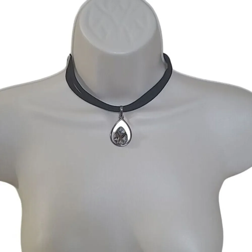 MoonSky Designs Astrophyllite Druzy Pendant Necklace  Silver Black - Picture 5 of 8